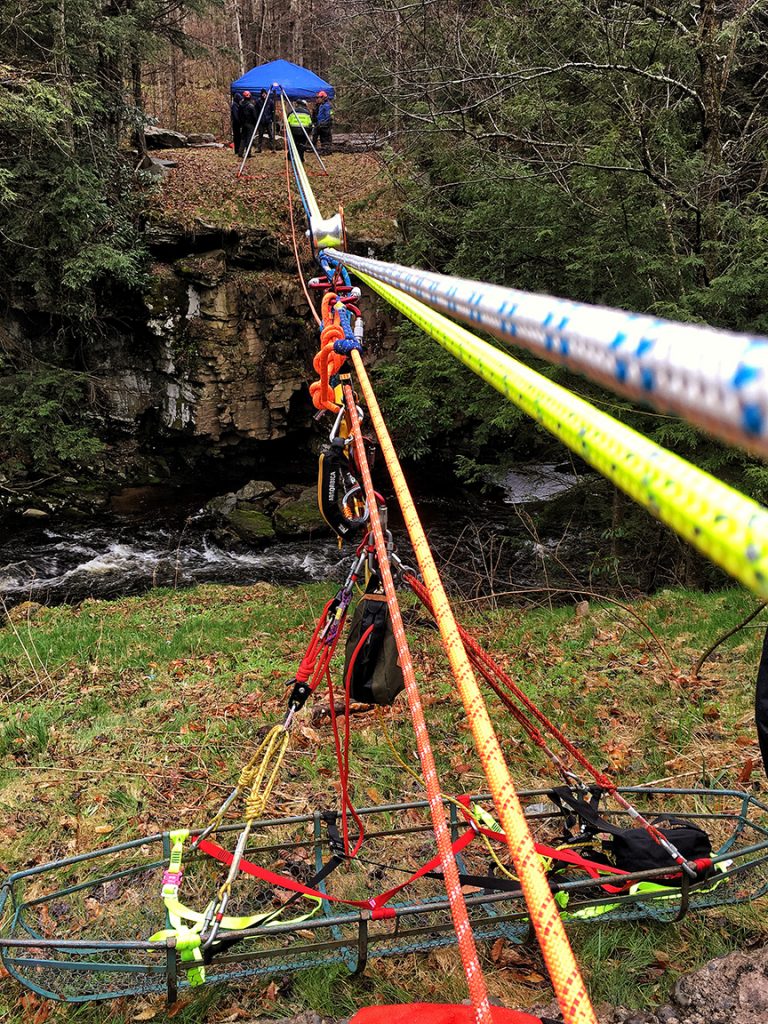 North Pocono Firefighters Complete Tensioned Highline Rope Rescue